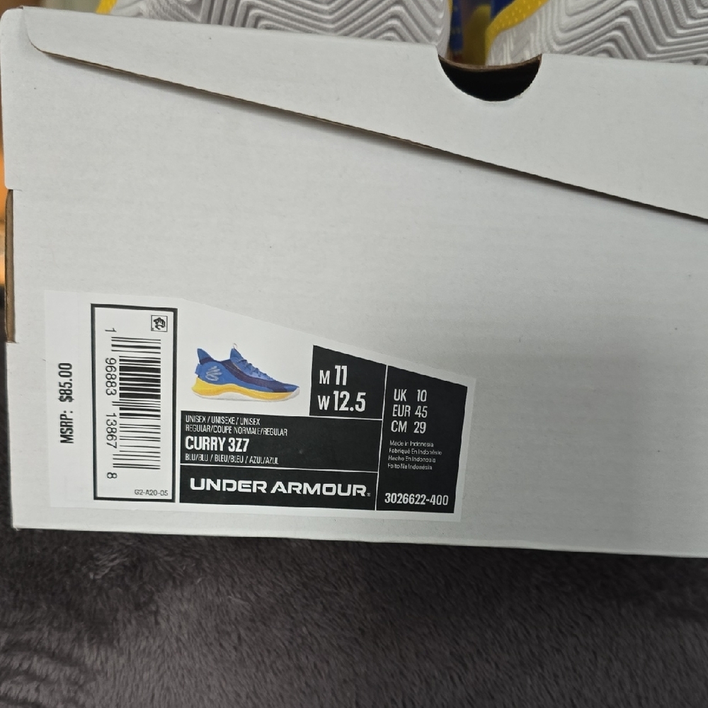 Under Armour Curry 3Z7 Men's Blue and Yellow Athletic Shoes